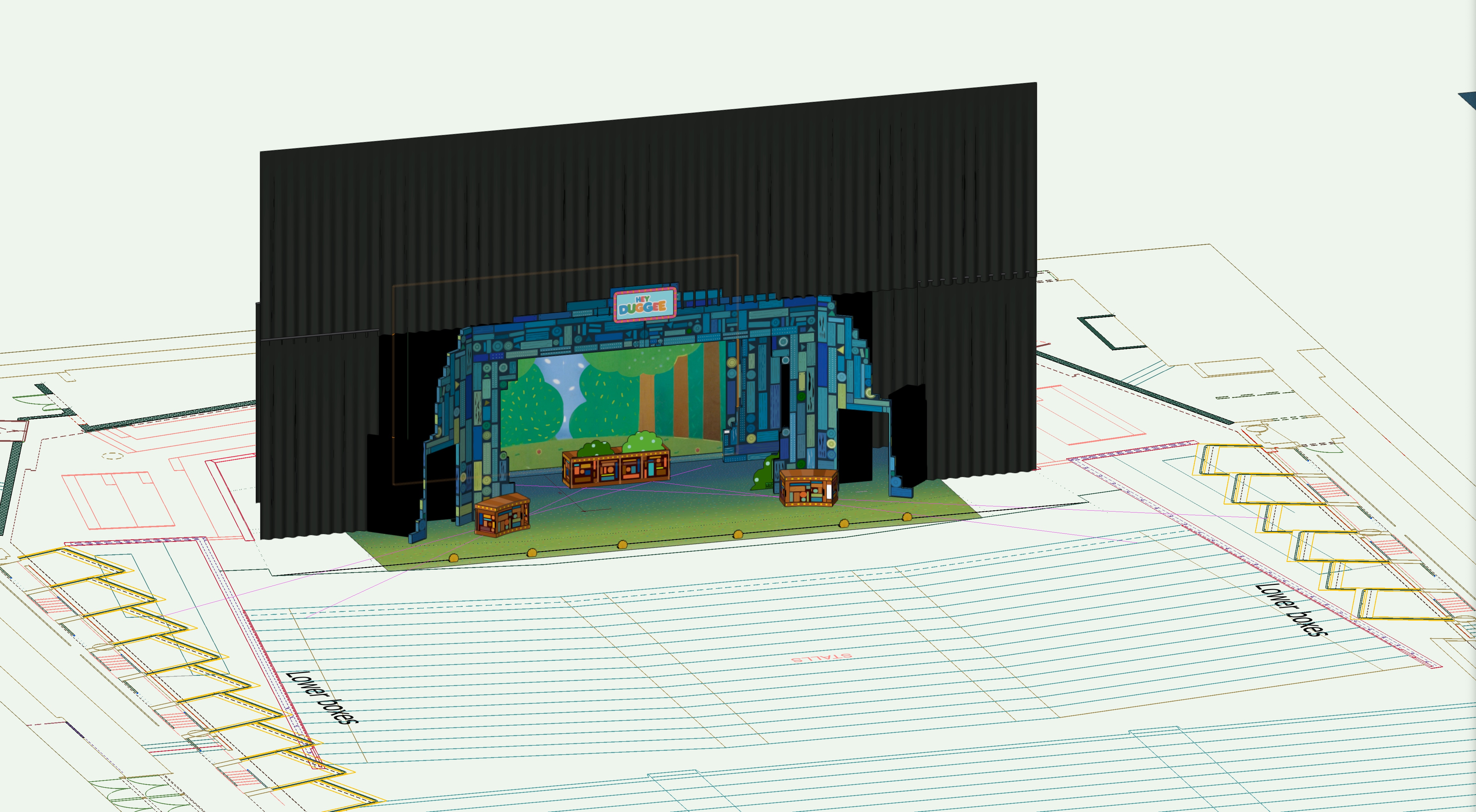 Set on Royal Festival Hall stage - Render.