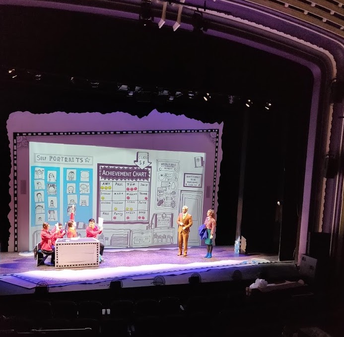 View of the set on the stage.